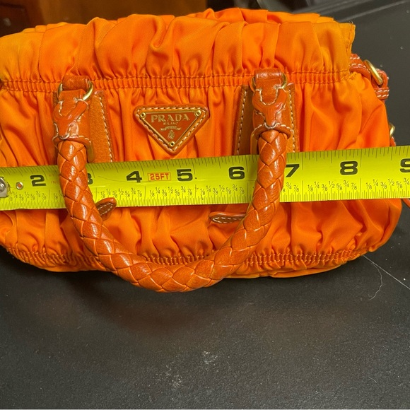 Mini Prada handbag made of orange fabric, - Picture 12 of 13
